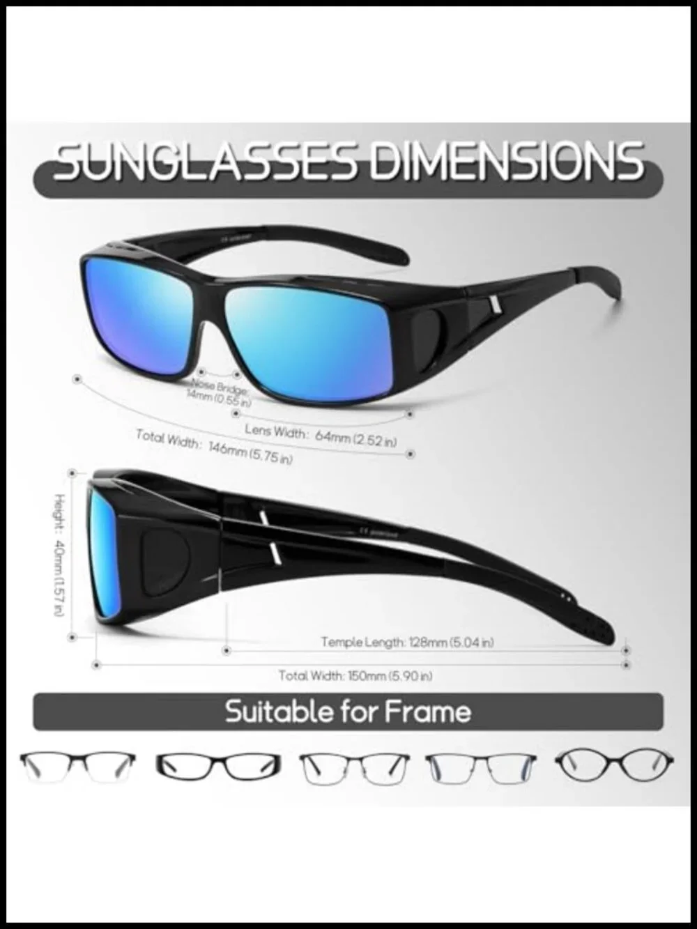 Polarized Fit Over Sunglasses for Driving UV Protection Wrap Around Shades